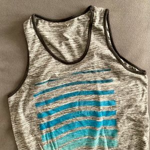 American Eagle Tank Top, M Gray w/ Blue Wave Graphic